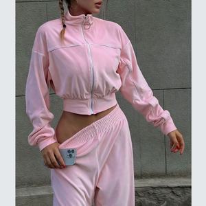 Conjunto de Dos Piezas de Moda Otoñal para Mujer, Estilo Vintage, Informal, Deportivo, Chaqueta con Cierre y Pantalones Largos Holgados - Product Image 2