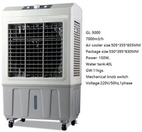 Ventilateur de sol compact à forte performance, nouveau design OEM pour usine et intérieur, mini-refroidisseur d'air domestique 50W 60W 65W avec réservoir d'eau