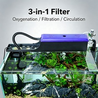 Filtre externe 3-en-1 pour aquarium : oxygénation, filtration et circulation, avec pompe submersible et boîtier supérieur