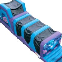 Parcours d'obstacles gonflable sur le thème de la nuit tropicale, en PVC, respectueux de l'environnement, équipement de jeu d'aventure pour les fêtes de plage pour enfants