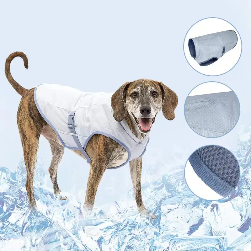 Lüks ayarlanabilir buharlaşma nefes örgü yansıtıcı soğutma köpek sakinleştirici spor köpek buz soğutma yeleği demeti soğutucu ceket