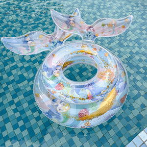 Anillo de natación con cola de sirena Xiaolu, inflable con lentejuelas gruesas para niños, para uso en piscinas y parques acuáticos - Product Image 1