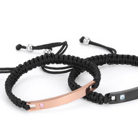 Bracelet en cuir pour homme en acier inoxydable avec un seul zircon cubique, bracelet réglable pour homme, bijoux uniques pour homme