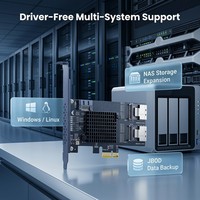 Carte d'extension TISHRIC PCIE vers 2 ports MINI SAS SFF-8087/SATA3.0 9 ports pour disque dur 6G, adaptée aux serveurs, ordinateurs de bureau