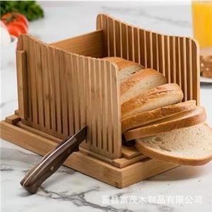 Fumo Bamboo <b>Bread</b> Slicer With Knife Holder And Crumb Tray For Kitchen Use - Product Image 1