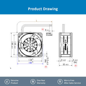 ebmpapst 614J/2HHPR-010 6032 60x60x32mm 24VDC 14.2W 0.62A 83m3/h 15000RPM IP20 Ball Bearing Power Module Axial Cooling <b>Fan</b> - Product Image 4