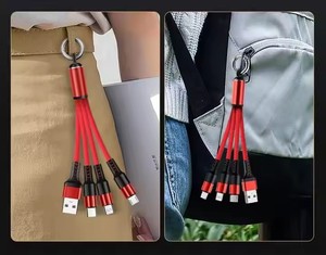 Llavero Tipo C Cable DE DATOS Logotipo personalizado Teléfono móvil Universal Nylon trenzado 3 en 1 Cable de carga <span class=keywords><strong>USB</strong></span> - Product Image 3