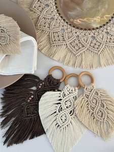 Rond de serviette en macramé fantaisie dernier porte-serviettes fait main Boho décor de table - Product Image 6