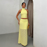 Robe deux pièces décontractée pour femmes, couleur unie, style enveloppant sans manches, respirante pour un usage quotidien, design ajusté