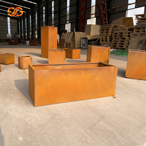 Jardinières d'extérieur en acier Corten sur mesure, forme carrée, résistantes à la corrosion, finition rouille, design minimaliste, pots de fleurs de jardin - Product Image 2
