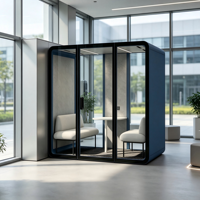 Mini-bureaux modulaires préfabriqués portables insonorisés en verre verrouillables pour espaces de travail privés modernes et économiques