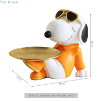 Huisdecoratie Moderne Dieren Puppy Hond Hars Sculptuur Decoratie Hond Standbeeld Opslag Dienblad Fruit En Snoep Dozen Hars Handwerk