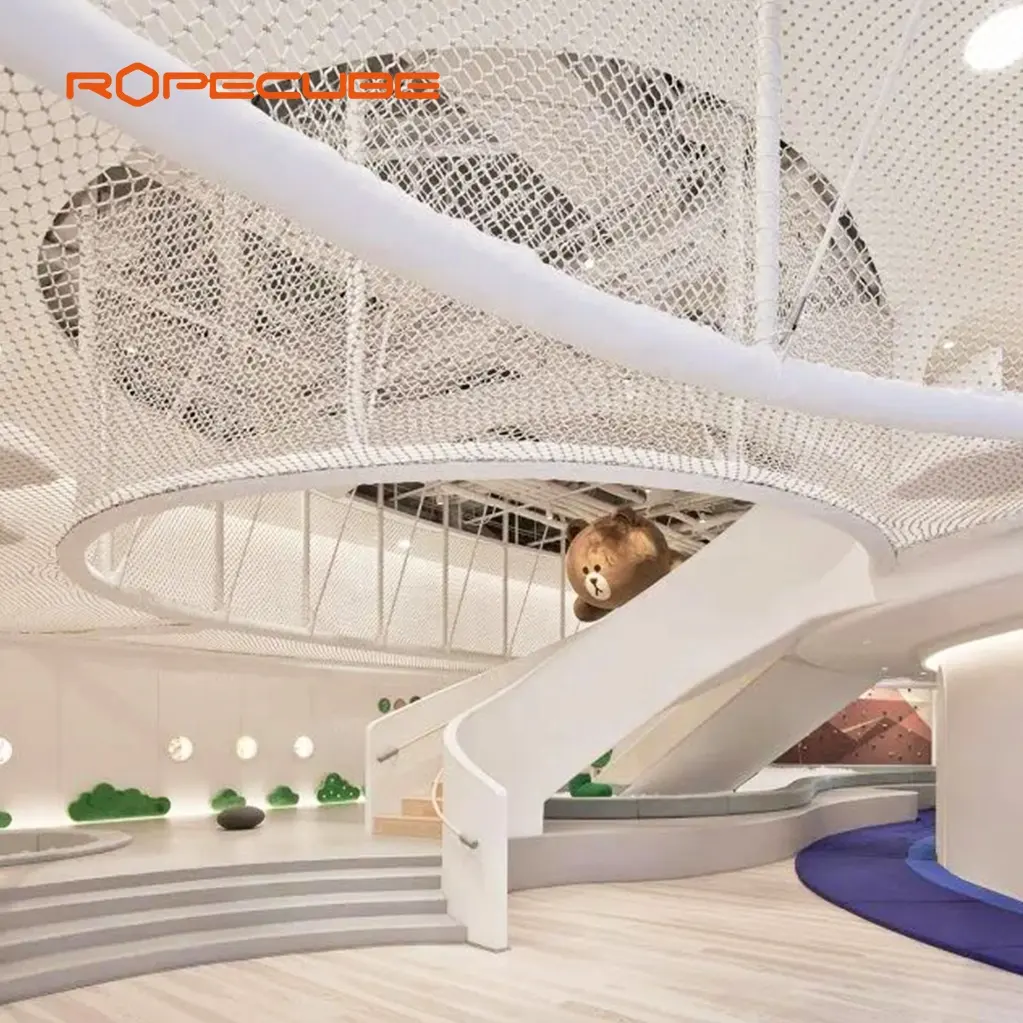 ROPECUBE Indoor Restoran Anak-anak Area Bermain Pelangi Rajutan Taman Hiburan Peralatan Permainan untuk Dijual