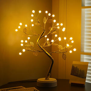 Lámpara de Mesa con Atmósfera Romántica, Centro de Mesa LED con Forma de Árbol Bonsái, Sensor Táctil, Cable de Cobre, con Hojas Doradas - Product Image 5