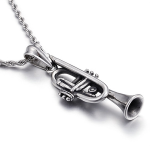 <span class=keywords><strong>Collana</strong></span> da Uomo con Tromba in Acciaio Inossidabile 316L, Gioielli Musicali all'Ingrosso - Product Image 3
