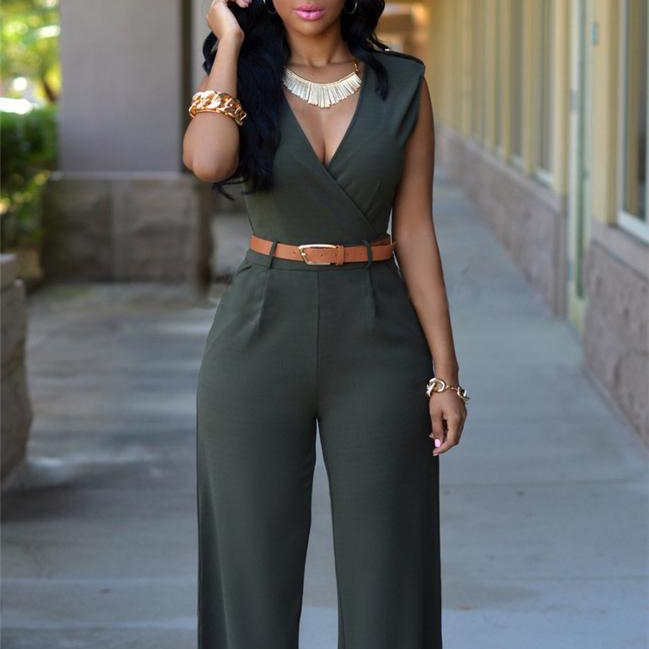 2020 New Arrival womens jumpsuit manufacturer Summer Sexy hot-selling women's fashion solid color sleeveless wide-leg jumpsuit