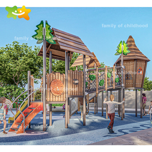 Gia đình thời thơ ấu thiết bị chơi ngoài trời bằng gỗ <span class=keywords><strong>Treehouse</strong></span> trượt ngoài trời - Product Image 5