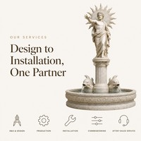 Fontaine en marbre grec en gros, statue de soleil en laurier avec halo de rayons, élément aquatique sculpté à la main avec poisson pour manoir, parc, hôtel