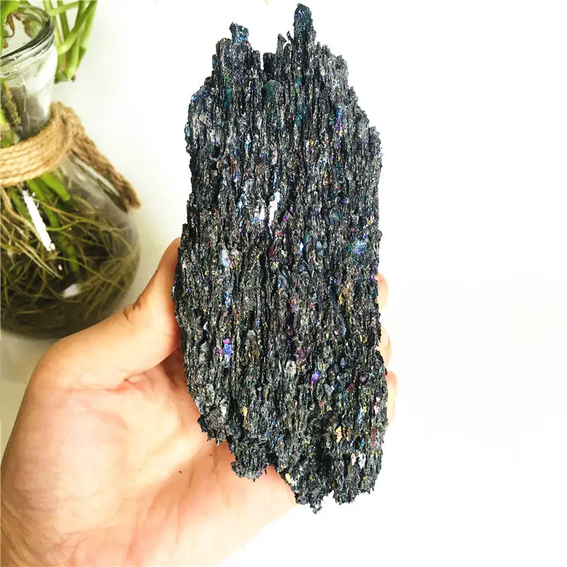 Natural rough mineral specimens electroplated colorful crystal carborundum stone rainbow silicon carbide