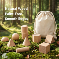 Ensemble de solides géométriques en bois de hêtre naturel, blocs de formes 3D, matériel mathématique Montessori, jouet éducatif pour enfants