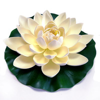 Fleurs de lotus artificielles en latex, 30 pièces, toucher réaliste, faux lys à l'eau, pour décoration de piscine intérieure