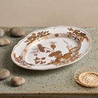 Plateau de service ovale en céramique jetable élégant à motif floral européen avec boîte cadeau, plat en porcelaine pour cadeau de mariage et décoration intérieure