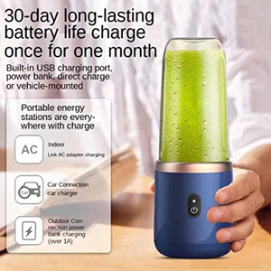 Mixeur Portable Sans Fil 6 Lames 400ML USB pour Smoothies, Jus de Fruits, Aliments et Glace Pilée - Mini Presse-Agrumes Rechargeable - Product Image 3