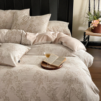 Parure de lit de luxe 200 fils en coton teint 100% avec housse de couette et draps, motif texturé tissé