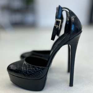 Sandales à plateforme épaisse pour femmes, grande taille 45, en cuir verni, coupe large, talons hauts, avec lanières de cheville, imprimé animal, bout rond, pour l'été - Product Image 6