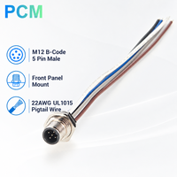 Cable de Conexión M12 B-Code de 5 Pines, Macho, para Montaje en Panel Frontal, Arnés de Cables para Gabinetes de Control de Automatización Industrial