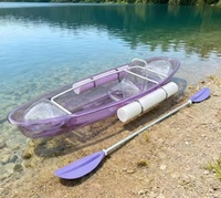 Kayak transparent 2,44 m avec airbag latéral, flottabilité de sécurité, canoë en polycarbonate pour 1 personne, idéal pour la location en station.