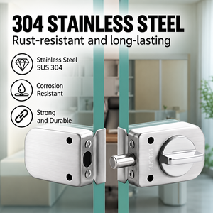 Shingstar Stainless Steel Glass Door Handle <b>Lock</b> with Silver/Black Finish 1 Key Satin/Polish Finish - Product Image 3