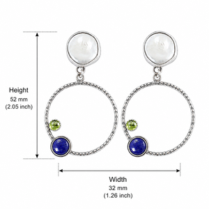 Orecchini pendenti a cerchio bohémien bianchi, verdi e blu intenso da donna, gioielli di moda di tendenza - Product Image 5