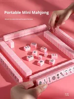 Mini tuiles de Mahjong pliables modernes en mélamine, boîte en alliage d'aluminium, pour voyage en extérieur, camping, dortoir, divertissement pratique et mignon