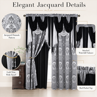 Ensemble de rideaux jacquard personnalisés avec cantonnière intégrée, passe-tringle, pour chambre et salon, lot de 2 panneaux