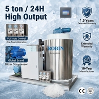 Machine à glace en flocons d'eau douce à refroidissement par air automatique Robin Industrial 5t avec PLC, moteur, engrenages, roulements, compresseur en acier inoxydable de haute qualité