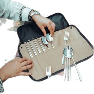 Sac de rangement portable pour vaisselle en acier inoxydable, pour voyage, camping, écologique, couleur kaki, Ztc506 - Product Image 1