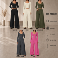 Ensemble de yoga 2 pièces personnalisé pour femme, manches longues, taille haute, respirant, coupe ajustée, tendance automne, vêtements de sport athleisure