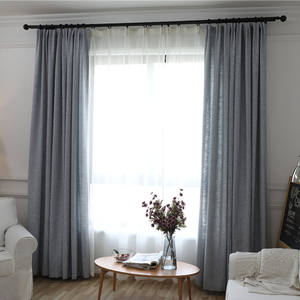 Premium colore grigio tinta unita tenda <span class=keywords><strong>porta</strong></span> in lino per soggiorno - Product Image 2