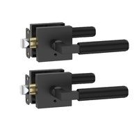 Poignées de porte robustes, finition noire mate, poignée de verrouillage carrée, serrure de porte