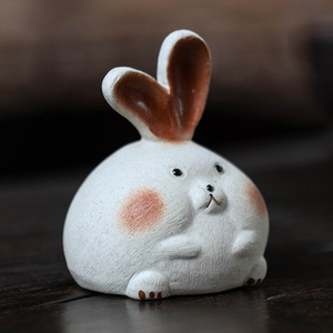 Figurine de lapin en argile violette de Yixing, petit lapin en céramique, accessoire de thé, ornement - Product Image 4