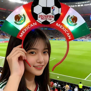 Рекламная недорогая настраиваемая светящаяся повязка на голову для болельщиков на Чемпионат мира по футболу 2026 года с флагом страны, из ПВХ-пластика - Product Image 2