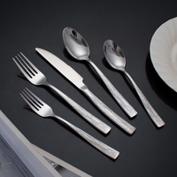 Ensemble de couverts de luxe personnalisé en acier inoxydable argenté, fourchette cuillère couteau, vente en gros pour mariages et hôtels