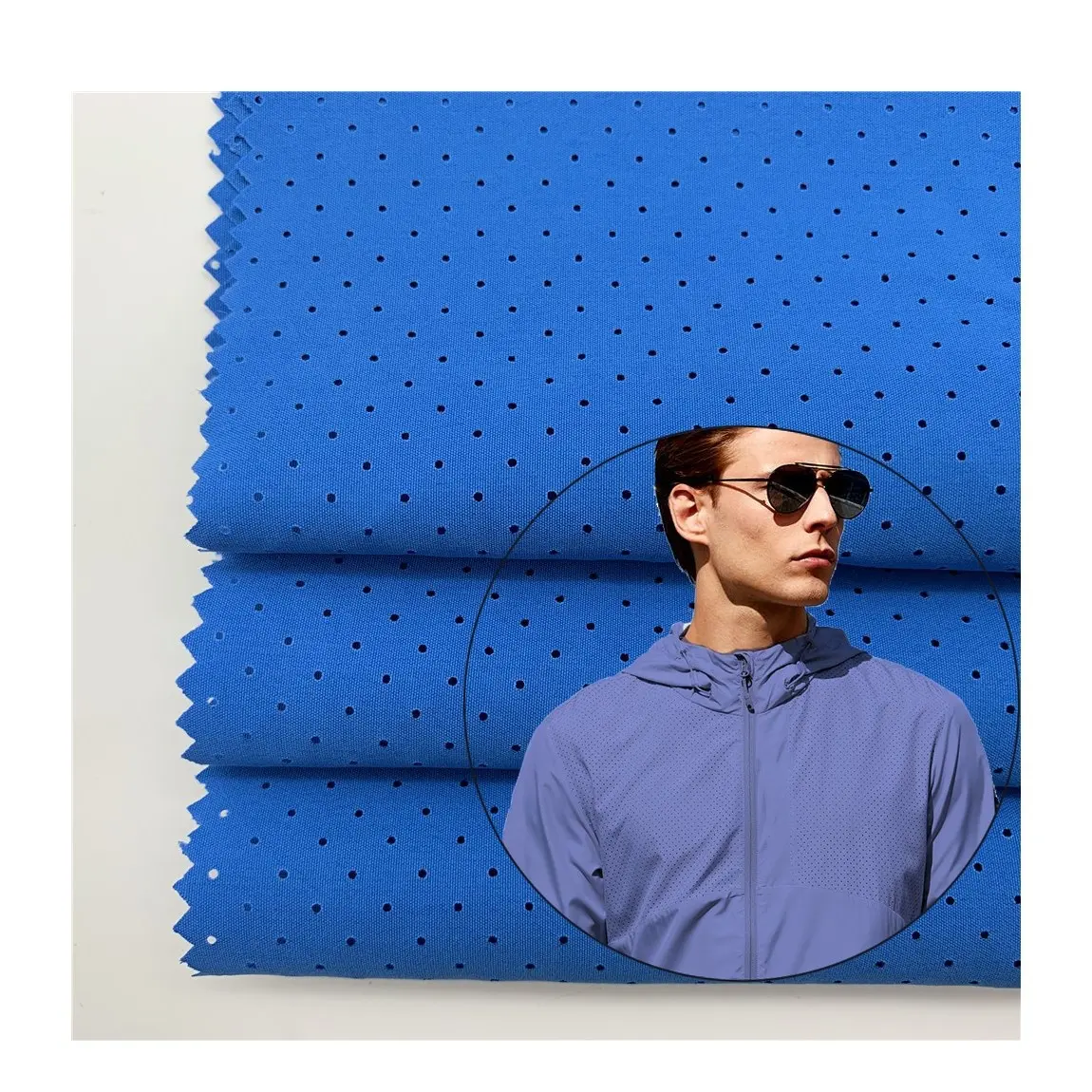 Polyester laser cutting fabric breathable small dots summer shirt material