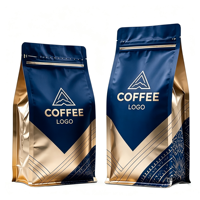 Sachet de café personnalisé Ziplock avec valve et fermeture éclair, fond plat imprimé, emballage en aluminium mat pour café
