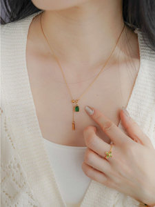 Collana a Filo "JoJo Trendy" in Argento Sterling Placcato <span class=keywords><strong>Oro</strong></span> con Perle d'Acqua Dolce Smeraldo da 6mm, Regolabile, a Strati, per Clavicole - Product Image 5