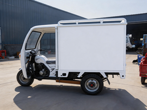 Tricycle de livraison en acier Lubumbashi en promotion, 3 roues, capacité de charge de 400 kg, avec boîte fermée et porte-bagages, idéal pour les commerces dans les villages isolés - Product Image 3