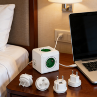 Multiprise cube standard UE 16A, 4 prises, 3 ports USB, protection contre les surtensions, compacte pour l'Allemagne, la France, les Pays-Bas