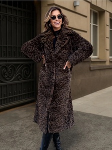 Zeyu 2026 Nouvelle Veste Décontractée d'Hiver pour <span class=keywords><strong>Femme</strong></span>, Imprimé Léopard, en Fausse Fourrure, Longueur <span class=keywords><strong>Cheville</strong></span>, Coupe Oversize, Col Revers, Douce, Pelucheuse, Épaisse et Chaude - Product Image 6