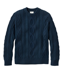 Pull col rond épais en tricot Aran style pêcheur, motif losanges, bleu marine, pour l'hiver, fabrication OEM - Product Image 1